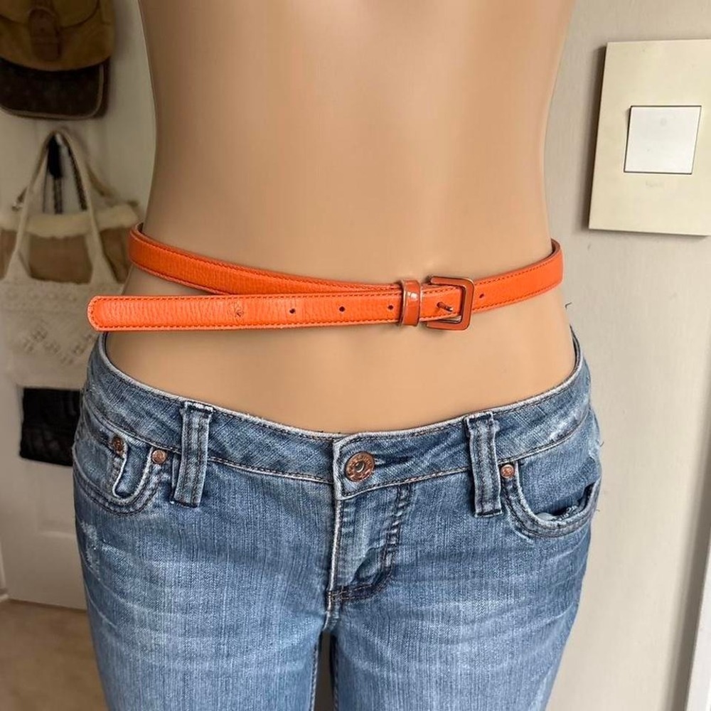 y2k 2000s Talbots orange skinny leather belt